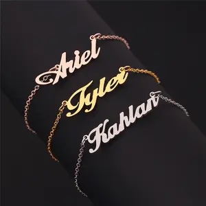 Großhandel New Alphabet Armbänder Custom ized Hip Hop Style Mode Edelstahl Goldkette Anhänger Alphabet Armbänder