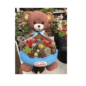 Personalizado <span class=keywords><strong>grande</strong></span> resina <span class=keywords><strong>bonsai</strong></span> <span class=keywords><strong>maceta</strong></span> <span class=keywords><strong>grande</strong></span> lindo oso suculentas hierba flor olla con flor artificial - Product Image 1