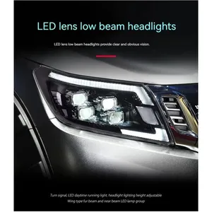 ไฟหน้ารถยนต์ FT สำหรับ Navara NP300 ปี 2014-2022 ไฟหน้าโปรเจคเตอร์ LED พร้อมไฟวิ่งกลางวัน อุปกรณ์ตกแต่งรถยนต์สำหรับนิสสัน - Product Image 3
