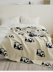 Couverture tricotée de luxe en demi-velours de haute qualité à motif de <span class=keywords><strong>panda</strong></span> de classe A pour enfants adultes décoration de la maison vente en gros - Product Image 3