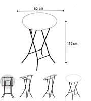 Table pliante haute en plastique HDPE durable de 81 cm, style moderne, étanche, pour intérieur et extérieur, idéale pour les fêtes et l'ameublement extérieur - Vente chaude