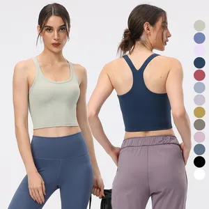 Toptan özel Logo bayanlar sütyen aktif Yoga spor yastıklı Tank Top