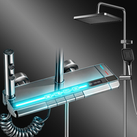 Ensemble de douche numérique OEM ODM avec affichage numérique, 4 fonctions, finition bronze, pommeau de pluie, douchette à main, jets latéraux, eau chaude et froide, vente en gros