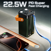 Nouvelle arrivée, batterie externe de grande capacité 50000 mAh avec câbles amovibles, charge rapide PD 22,5 W, lumière LED pour le camping en plein air, la randonnée