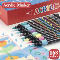 168 couleurs pointe souple en plastique acrylique marqueurs effaçables double face grande série de couleurs Art peinture ensemble enfants bricolage OEM