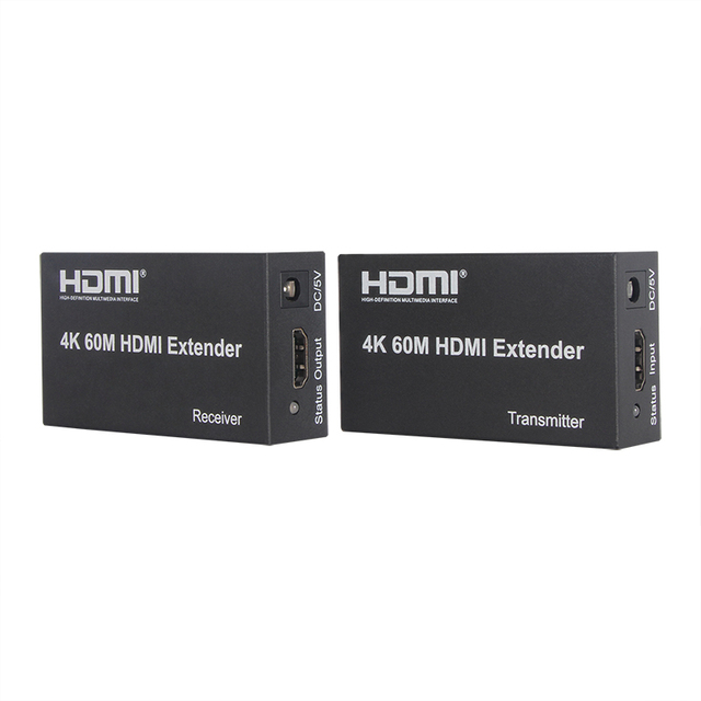 VCOM 60 Meters HDMI Extender 4K 30Hz UHD Video Extension Plug and Play Transmitter Receiver Over Cat6 Cable