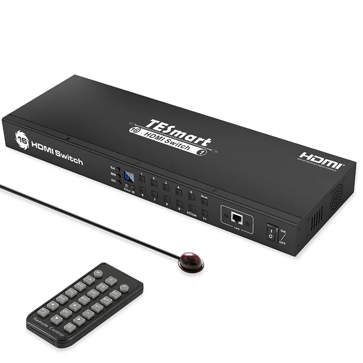 Saklar HDMI 16 Port Desain Baru Penuh dengan Remote RF 16X1 Sakelar Pengalih Video HDMI