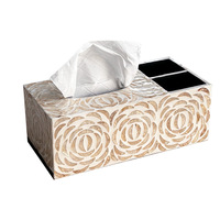 Boîte à mouchoirs multifonctionnelle motif coquillage pour bureau, support de serviettes pour salon, table basse et télécommande