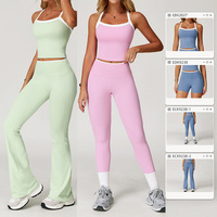 Leggings évasés ensemble de Yoga de gymnastique pour adultes soutien-gorge de sport extensible survêtements de gymnastique ensembles Push up Yoga pour femmes pantalons d'entraînement de Fitness
