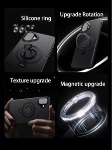 Anneau en silicone en fibre de carbone béquille armure robuste sans fil charge housse de téléphone pour <span class=keywords><strong>iPhone</strong></span> 15 Pro Max 16 14 13 <span class=keywords><strong>12</strong></span> Plus - Product Image 5