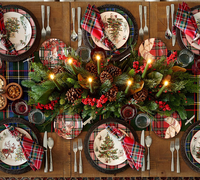 Assiette de Noël en céramique, motif animaux sauvages et sapins, en porcelaine, pour la table, la maison, les fêtes et les services de table.