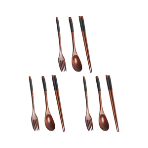 Organic Wooden Korean Style Eco-Friendly Travel Cutlery Set with Carrying Pouch for Back to School - Product Image 1