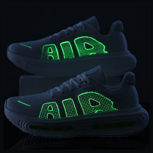 Chaussures de course respirantes en mesh pour hommes et femmes, qui brillent <span class=keywords><strong>dans</strong></span> <span class=keywords><strong>le</strong></span> <span class=keywords><strong>noir</strong></span>, avec coussin d'air intégral, confortables et robustes, pour la marche quotidienne et la remise en forme - Product Image 6