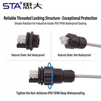Conector RJ45 Impermeable IP67, Cable de Extensión Gigabit Ethernet Cat5e/Cat6, Conector Macho para Instalación en Campo, Conector Hembra para Montaje en Panel