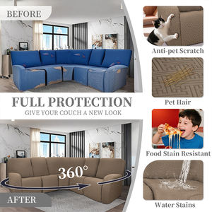 Funda de <span class=keywords><strong>Sofá</strong></span> Impermeable Personalizable a Cuadros Marrones, Antiarañazos, Antideslizante, Elástica, Protector de <span class=keywords><strong>Sofá</strong></span> para Uso en Hoteles, Lavable y Duradera - Product Image 4