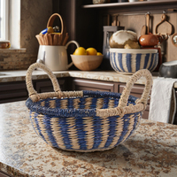 Panier de rangement multifonctionnel Girida en jonc de mer naturel, design moderne et épuré, fabriqué avec précision, avec poignée
