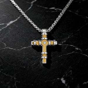 Colgante de Cruz de Jesús de Dos Tonos Personalizado, Regalo de Navidad, Colgante de Cruz de Doble Capa con Incrustaciones de Diamantes, Estilo Punk Cristiano - Product Image 5
