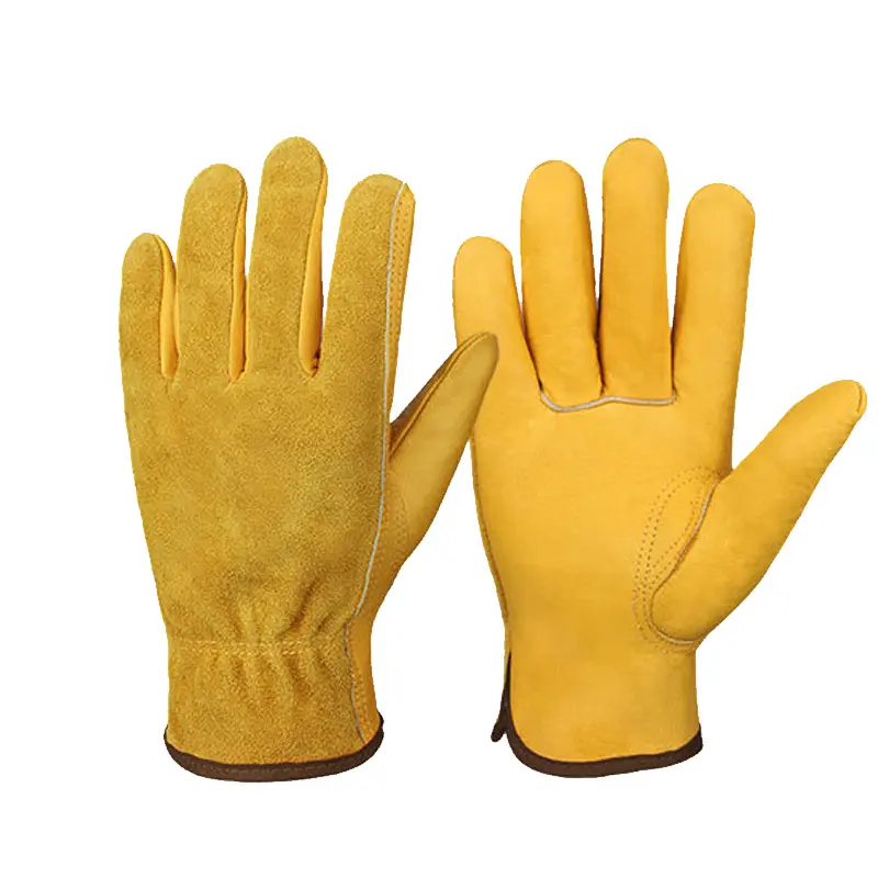 Sarı bahçe deri iş koruyucu eldivenler özel kimlik hiçbiri iç işçi işletim koruyucu eldivenler