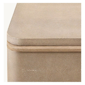 RH FURNITURE American Style Modern Luxury SHAGREEN NightStand Closed <b>Bedroom</b> Nightstands With Drawer - Product Image 4