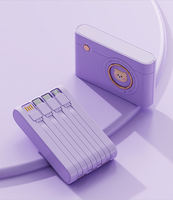 Chargeur portable mignon de style appareil photo, grande capacité 10000mAh, batterie externe portable avec câble intégré