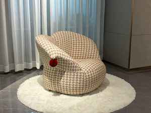 <span class=keywords><strong>Fauteuil</strong></span> d'appoint en tweed vintage en forme de cœur avec décor pompon - <span class=keywords><strong>Canapé</strong></span> simple rembourré doux <span class=keywords><strong>pour</strong></span> salon - Product Image 4