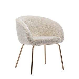 Phòng Khách Hiện Đại Trắng Đen Accent <span class=keywords><strong>Lounge</strong></span> Sherpa Vải Boucle Ghế Ăn - Product Image 6