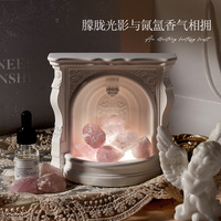 Lampe à sel de l'Himalaya en céramique faite à la main, bougeoir ange, lampe aromatique en cristal, boîte d'aromathérapie, écran LED, Diwali, Noël, Fête des Mères