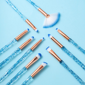 Ensemble de pinceaux de maquillage en cristal portable de 10 pièces, brillant, <span class=keywords><strong>transparent</strong></span>, professionnel, en poils synthétiques - Product Image 2