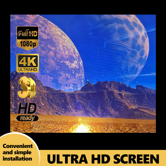 Waterproof 4K Projector Screen 1:1 HD Foldable Anti Light Portable Projector Movies Screen for Home Theater Outdoor Indoor
