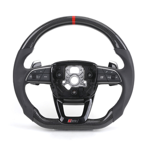 Volant sport RS en cuir semi-perforé et carbone, compatible avec les modèles <span class=keywords><strong>Audi</strong></span> A5, S5, A4 B8, B8.5, B9, RS5, RS6, A6 C7, S7, A7, S8, A3, A8, TT - Product Image 1