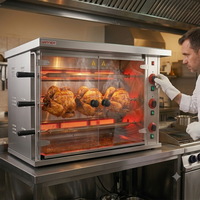 Four à rôtisserie à gaz commercial à 3 niveaux avec contrôle de température indépendant, en acier inoxydable 304, revêtement de qualité alimentaire, haute performance