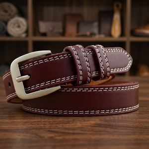 BS INTERNATIONAL Luxury Genuine Leather Vintage Steel Buckle Durable <b>Waterproof</b> <b>Lightweight</b> Customizable Eco-Friendly Belts - Product Image 1