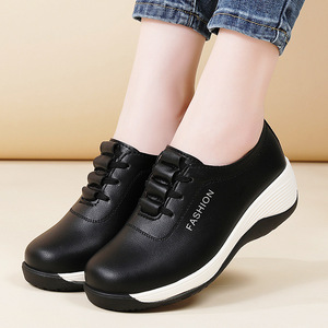 Chaussures <span class=keywords><strong>compensées</strong></span> <span class=keywords><strong>basses</strong></span> à bout rond pour femmes Sneaker à lacets pour dames Chaussures décontractées - Product Image 1