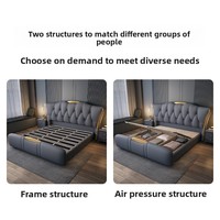 Neues Italienisches Minimalistisches Multifunktionales Gepolstertes Bett mit Stauraum Echtes Leder Massivholzrahmen 1,8m Doppelbett