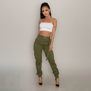 Nuevos pantalones de mujer con múltiples bolsillos, <span class=keywords><strong>monos</strong></span> <span class=keywords><strong>ajustados</strong></span> a la moda, pantalones informales sin cinturón - Product Image 5