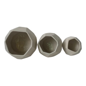 Set di 3 fioriere moderne geometriche angolari grigie per interni ed esterni, vasi per fiori per decorazioni per la casa e il soggiorno - Product Image 4