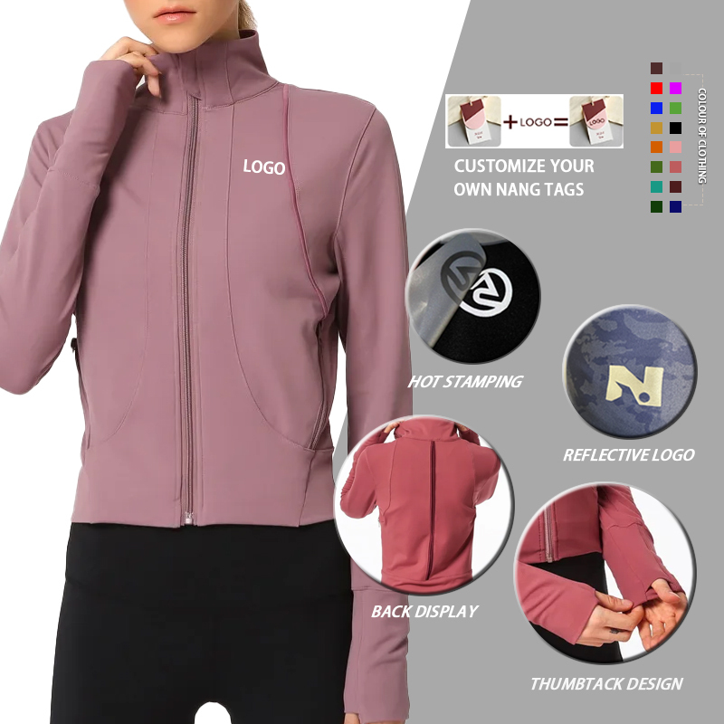 2024 Winter Women's Slim Fit Zipper Sports Coat Breathable Print New Product for Fitness Running Yoga Stand Collar