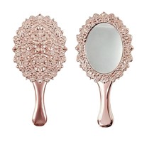 Nouveau miroir de bureau multifonctionnel de style vintage, miroir de maquillage pliable à cadre métallique simple face ; portable et léger