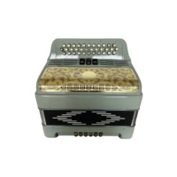 Accordéon SEASOUND Professional 34 boutons 12 basses 3 registres gris ciel avec grille dorée et boutons Instrument Acordeon JB3412C