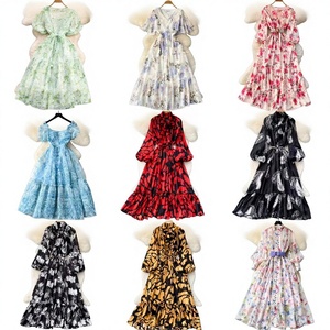 <span class=keywords><strong>Robe</strong></span> <span class=keywords><strong>longue</strong></span> en <span class=keywords><strong>mousseline</strong></span> à imprimé floral élégant, taille naturelle, volants, pour femme, idéale pour les vacances à la plage – Vente en gros, haute qualité, très demandée - Product Image 1