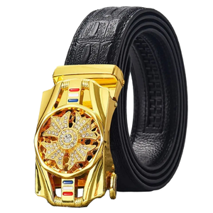 เข็มขัดหนังแท้สำหรับผู้ชายหนังแท้แบบวินเทจหนังวัวพียูพร้อมอัลลอยไร้ฟันอัตโนมัติสำหรับหัวเข็มขัดดีไซน์ใหม่ - Product Image 3