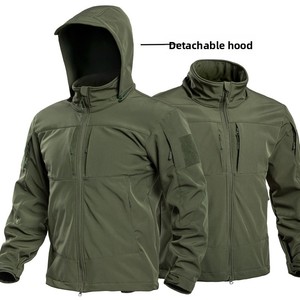 Giacca Tattica Softshell da <span class=keywords><strong>Uomo</strong></span>, Invernale, Foderata in <span class=keywords><strong>Pile</strong></span>, Antivento, per Sport all'Aperto, <span class=keywords><strong>con</strong></span> <span class=keywords><strong>Cappuccio</strong></span> Staccabile, Giacca di Sicurezza - Product Image 2