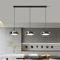 Lustre moderne minimaliste de style italien pour salle à manger, lampe de table ultra-simple, taille moyenne, LED, fer et verre, éclairage de comptoir de bar