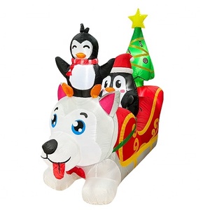 Décorations de Noël d'extérieur de 5 pieds, bonhomme de neige <span class=keywords><strong>gonflable</strong></span>, ours polaire <span class=keywords><strong>gonflable</strong></span>, <span class=keywords><strong>pingouin</strong></span> <span class=keywords><strong>gonflable</strong></span> sur traîneau, décorations d'intérieur - Product Image 1