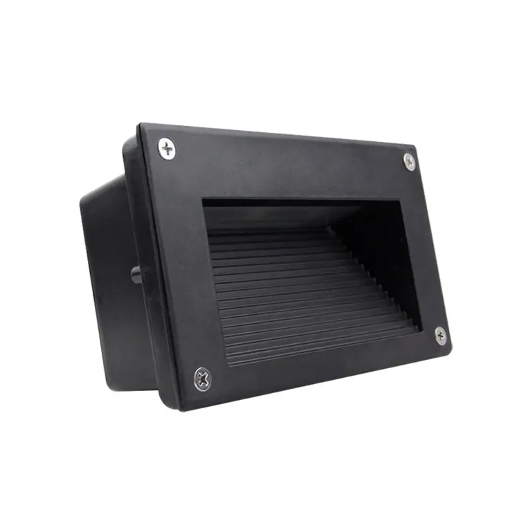 outdoor recessed led step light IP65 wall lamp matt black rectangular exterior nightscape stair light