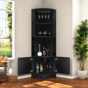 Góc rượu Bar Tủ tám chai cubbies cửa ĐÔI HAI Mở Kệ màu đen cho tủ nhà - Product Image 5