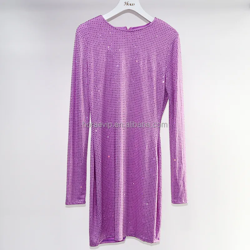 V153 Mini robe de boîte de nuit à strass à la mode pour femmes Mini robe moulante sexy en cristal avec strass pour femmes