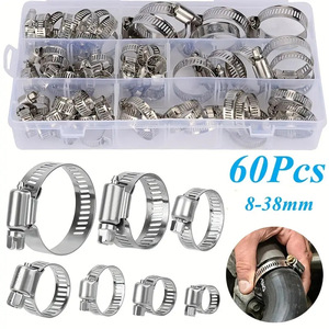Baiguluo Stainless Steel Hose Clamps 60Pcs 8-<b>38mm</b> Metric <b>Pipe</b> Clamps For General Industry - Product Image 1