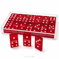 Lot de dominos en acrylique transparent rouge rubis, 28 pièces, personnalisable avec logo, idéal pour les cadeaux de Noël et les fêtes