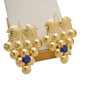 Boucles d'oreilles GDJWRI Z745 en forme de raisins, <span class=keywords><strong>4</strong></span> couches avec pierres, plaqué or 18 carats, bijoux de Dubaï - Product Image 6